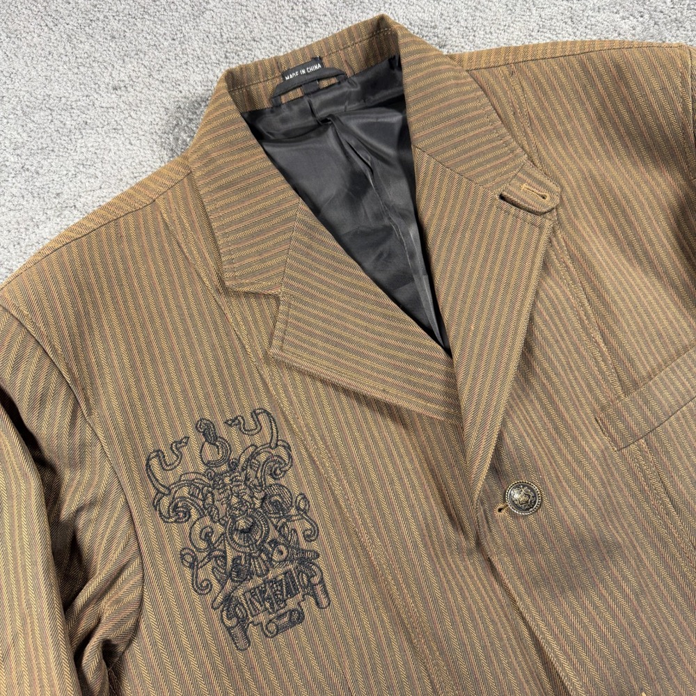 Pronti Collection by Phita Mens Brown Herringbone Dragon Blazer Jacket Large NWT
